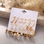 Gold Plated Gold-Toned Contemporary Hoop Earrings Set of 9 - VAIRAVI