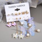 Gold Toned Butterfly Inspired Multicolour Contemporary Earrings Set of 6 For Women - VAIRAVI