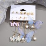Gold Toned Butterfly Inspired Multicolour Contemporary Earrings Set of 6 For Women - VAIRAVI