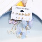 Gold Toned Butterfly Inspired Multicolour Contemporary Earrings Set of 6 For Women - VAIRAVI