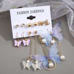 Gold Toned Butterfly Inspired Multicolour Contemporary Earrings Set of 6 For Women - VAIRAVI