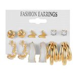 Gold Plated Gold-Toned Studs and Hoop Earrings Set of 6 For Women - VAIRAVI