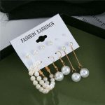 Gold Plated Gold-Toned White Studs, Hoops and Drop Earrings Set of 6 For Women - VAIRAVI