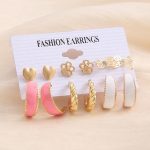 Gold Plated Pink and Gold Studs and Hoop Earrings Set of 6 For Women - VAIRAVI