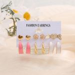 Gold Plated Pink and Gold Studs and Hoop Earrings Set of 6 For Women - VAIRAVI