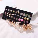 Multi-coloured Gold Plated Contemporary Studs and Hoop Earrings Set of 20 For Women - VAIRAVI