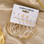 Gold Plated Contemporary Studs and Hoop Earrings Set of 6 For Women - VAIRAVI