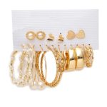Gold Plated Contemporary Studs and Hoop Earrings Set of 9 For Women - VAIRAVI