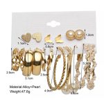 Gold Plated Contemporary Studs and Hoop Earrings Set of 9 For Women - VAIRAVI