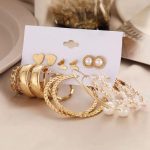 Gold Plated Contemporary Studs and Hoop Earrings Set of 9 For Women - VAIRAVI
