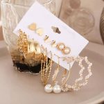 Gold Plated Contemporary Studs and Hoop Earrings Set of 9 For Women - VAIRAVI
