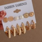 Gold Plated Multi Contemporary Studs and Hoop Earrings Set of 9 For Women - VAIRAVI