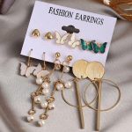 Gold Plated Butterfly Inspired Contemporary Studs and Drop Earrings Set of 6 For Women - VAIRAVI