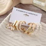 Gold Plated Contemporary Drop and Hoop Earrings Set of 5 For Women - VAIRAVI