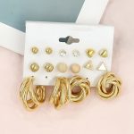 Gold Plated Contemporary Studs and Hoop Earrings Set of 8 For Women - VAIRAVI