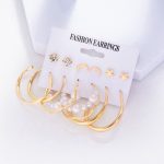 Gold Plated Contemporary Stars and Moon Studs and Hoop Earrings Set of 6 For Women - VAIRAVI