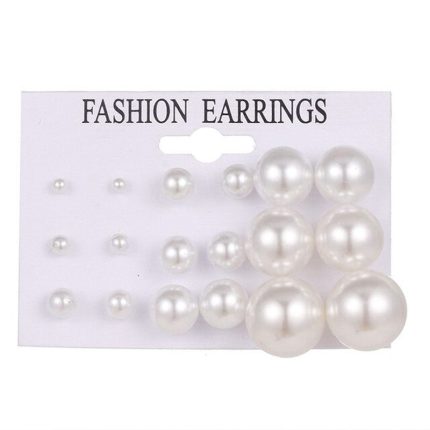 White Silver Plated Stud Earrings Set of 9 For Women - VAIRAVI