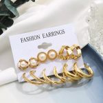 Gold Plated Contemporary Studs and Hoop Earrings Set of 6 For Women - VAIRAVI