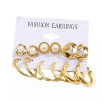 Gold Plated Contemporary Studs and Hoop Earrings Set of 6 For Women - VAIRAVI