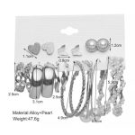 Silver Plated Silver-Toned Contemporary Hoop Earrings Set of 9 For Women - VAIRAVI