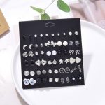 Silver Plated Black and White Studs of 30 Pair For Women - VAIRAVI