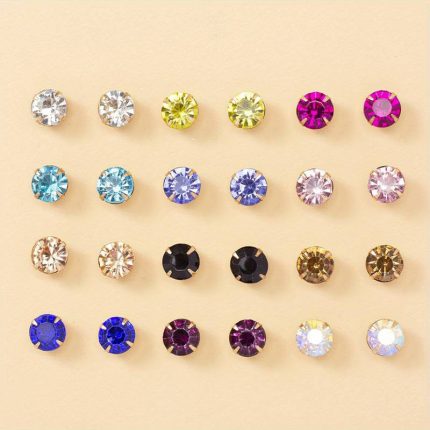 Gold Plated Multicolour Studs of 12 Pair For Women - VAIRAVI