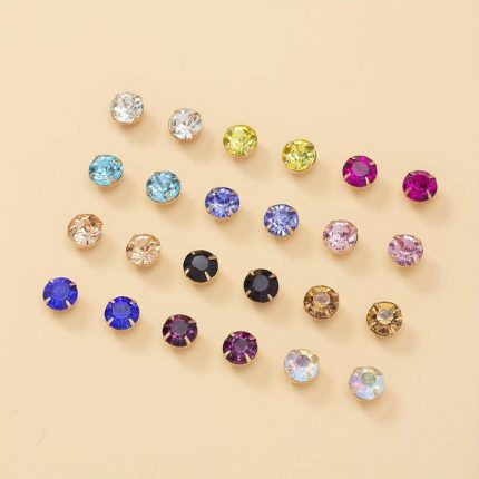 Gold Plated Multicolour Studs of 12 Pair For Women - VAIRAVI