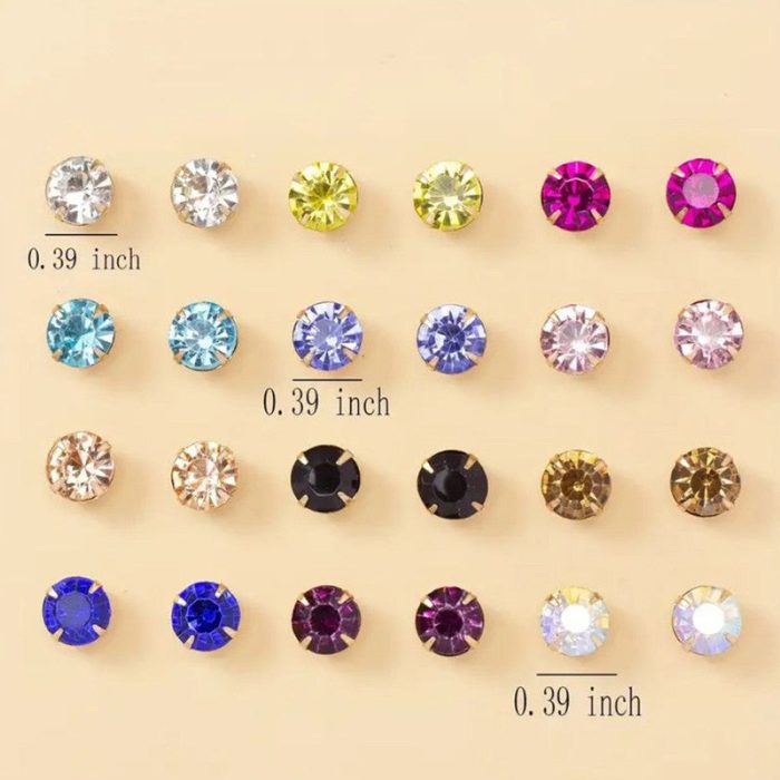 Gold Plated Multicolour Studs of 12 Pair For Women - VAIRAVI