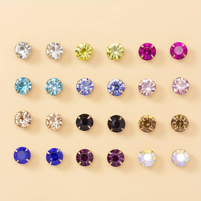 Gold Plated Multicolour Studs of 12 Pair For Women - VAIRAVI