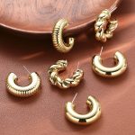 Gold Plated Gold Toned Half Hoop Earrings Combo of 3 For Women - VAIRAVI