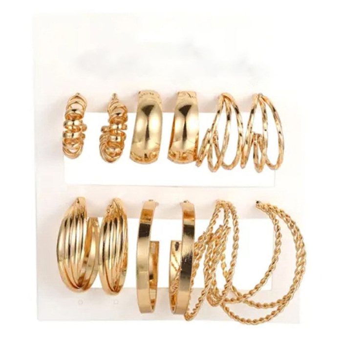 Gold Plated Contemporary Pack of 6 Hoop Earrings Combo For Women - VAIRAVI