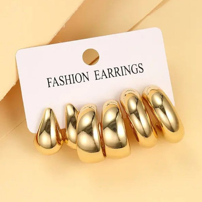 Gold Plated Contemporary Pack of 3 Hoop Earrings Combo For Women - VAIRAVI