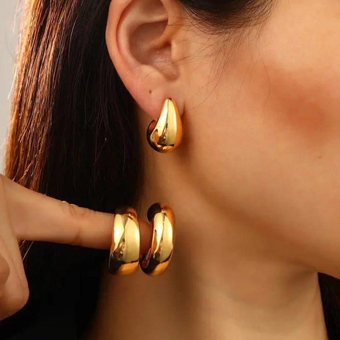 Gold Plated Contemporary Pack of 3 Hoop Earrings Combo For Women - VAIRAVI