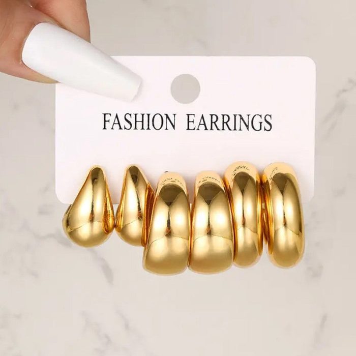 Gold Plated Contemporary Pack of 3 Hoop Earrings Combo For Women - VAIRAVI