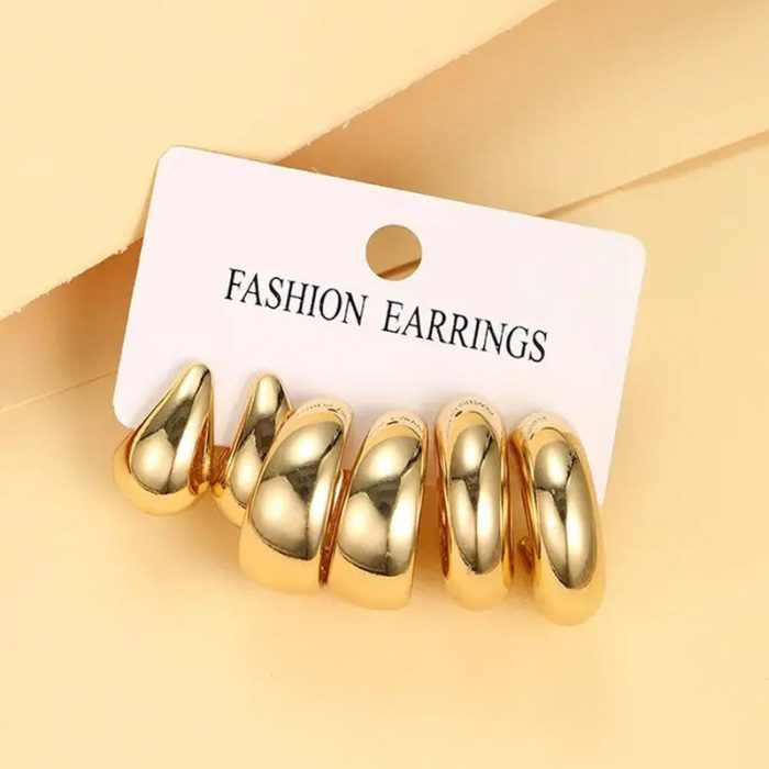 Gold Plated Contemporary Pack of 3 Hoop Earrings Combo For Women - VAIRAVI