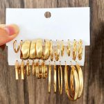 Gold Plated Contemporary Pack of 12 Hoop Earrings Combo For Women - VAIRAVI