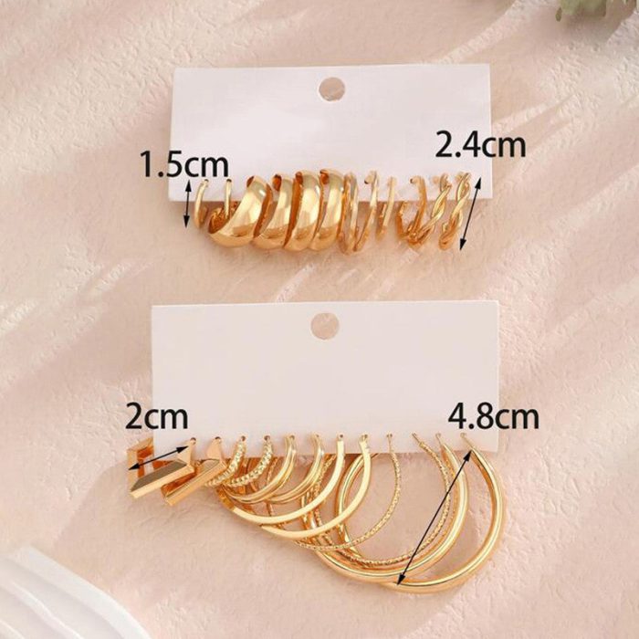 Gold Plated Contemporary Pack of 12 Hoop Earrings Combo For Women - VAIRAVI