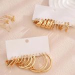 Gold Plated Contemporary Pack of 12 Hoop Earrings Combo For Women - VAIRAVI
