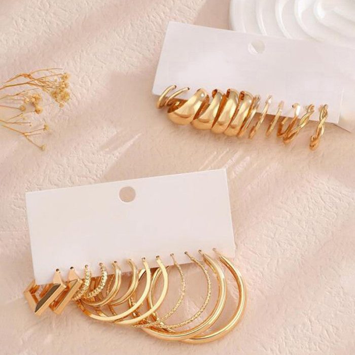 Gold Plated Contemporary Pack of 12 Hoop Earrings Combo For Women - VAIRAVI