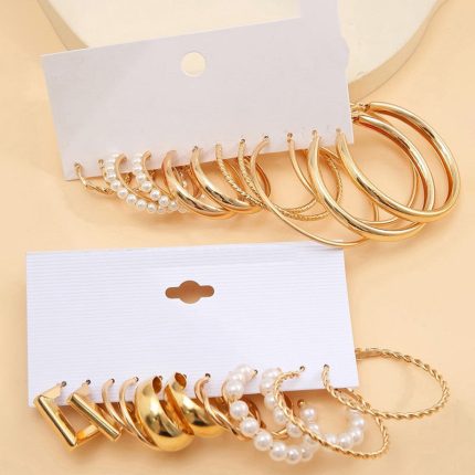 Gold Plated Contemporary Pack of 12 Hoop Earrings Combo For Women - VAIRAVI