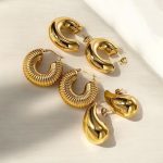 Gold Plated Half Hoop Pair Of 3 Earrings - VAIRAVI