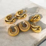 Gold Plated Half Hoop Pair Of 3 Earrings - VAIRAVI