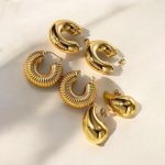 Gold Plated Half Hoop Pair Of 3 Earrings - VAIRAVI