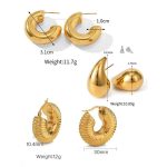 Gold Plated Half Hoop Pair Of 3 Earrings - VAIRAVI