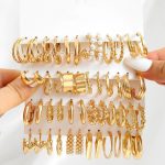 Gold Plated Set Of 24 Pairs Of Hoop And Pearl Earrings For Women - VAIRAVI