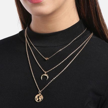Gold Plated Layered Necklace Combo - VAIRAVI