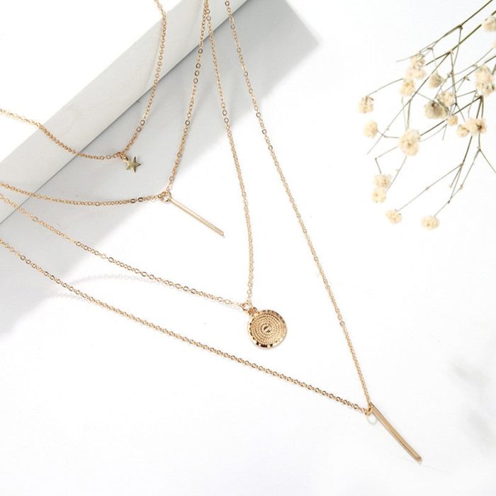 Gold Plated Layered Necklace Combo - VAIRAVI