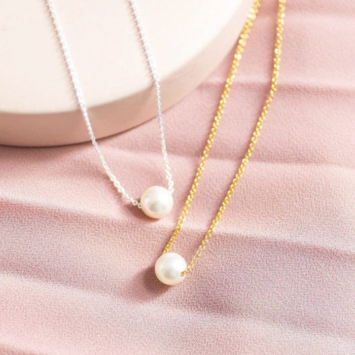 White Gold & Silver Plated Pearl Studded Necklace For Women - VAIRAVI