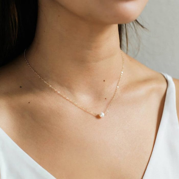 White Gold & Silver Plated Pearl Studded Necklace For Women - VAIRAVI