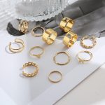Women Set of 12 Gold-Plated Adjustable Finger Ring - VAIRAVI